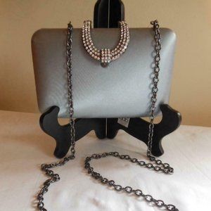Silver Grey Party Clutch/Crossbody Bag